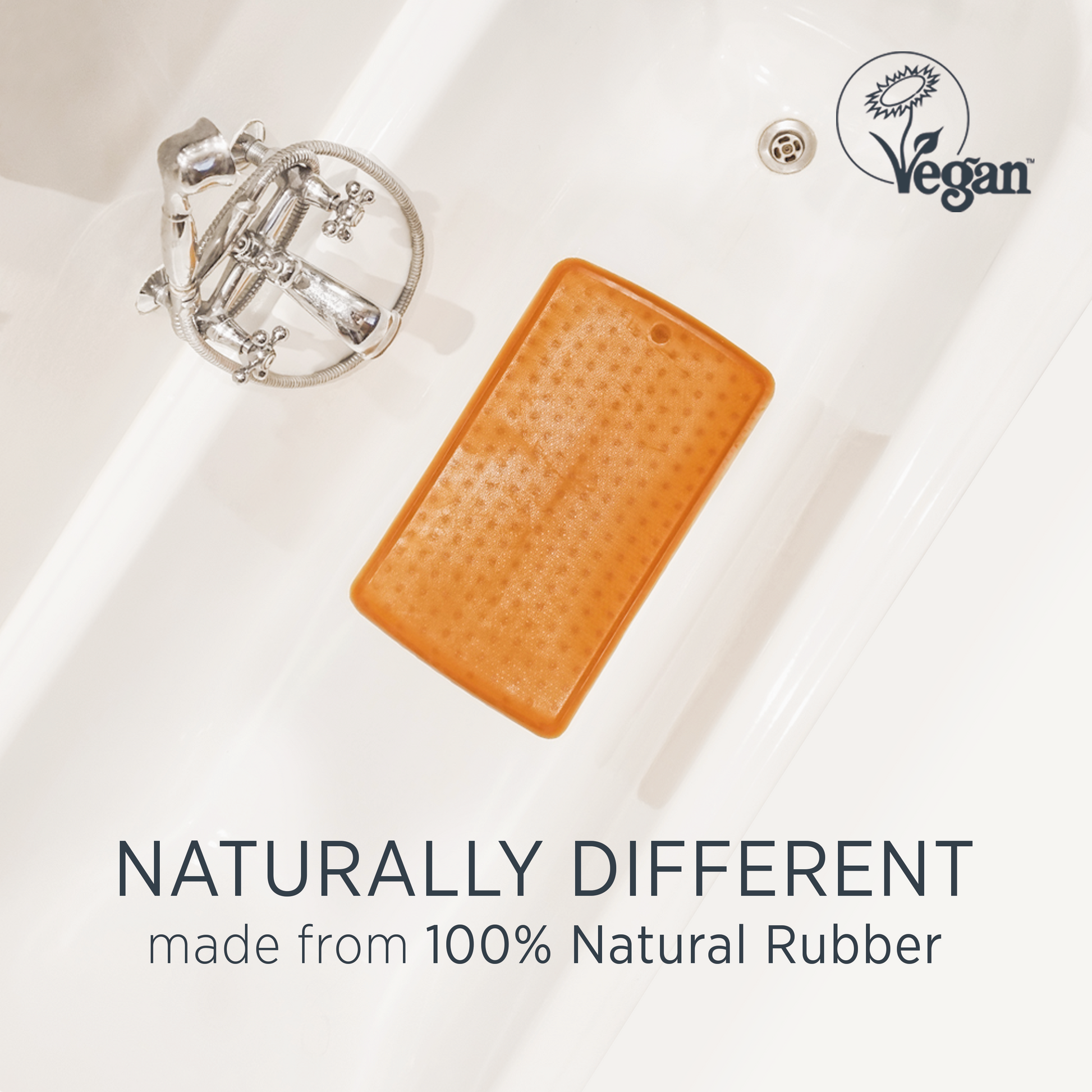Honeycomb Anti Slip Baby Bath Mat in orange made from 100% natural rubber, designed for safety and comfort in the bath.