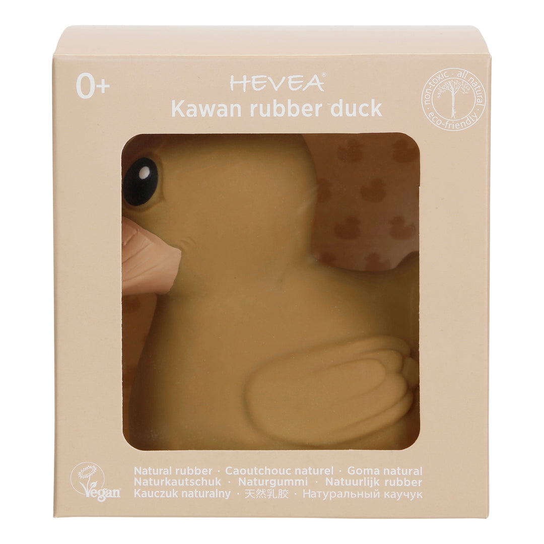 Kawan rubber duck in a HEVEA packaging box with clear window
