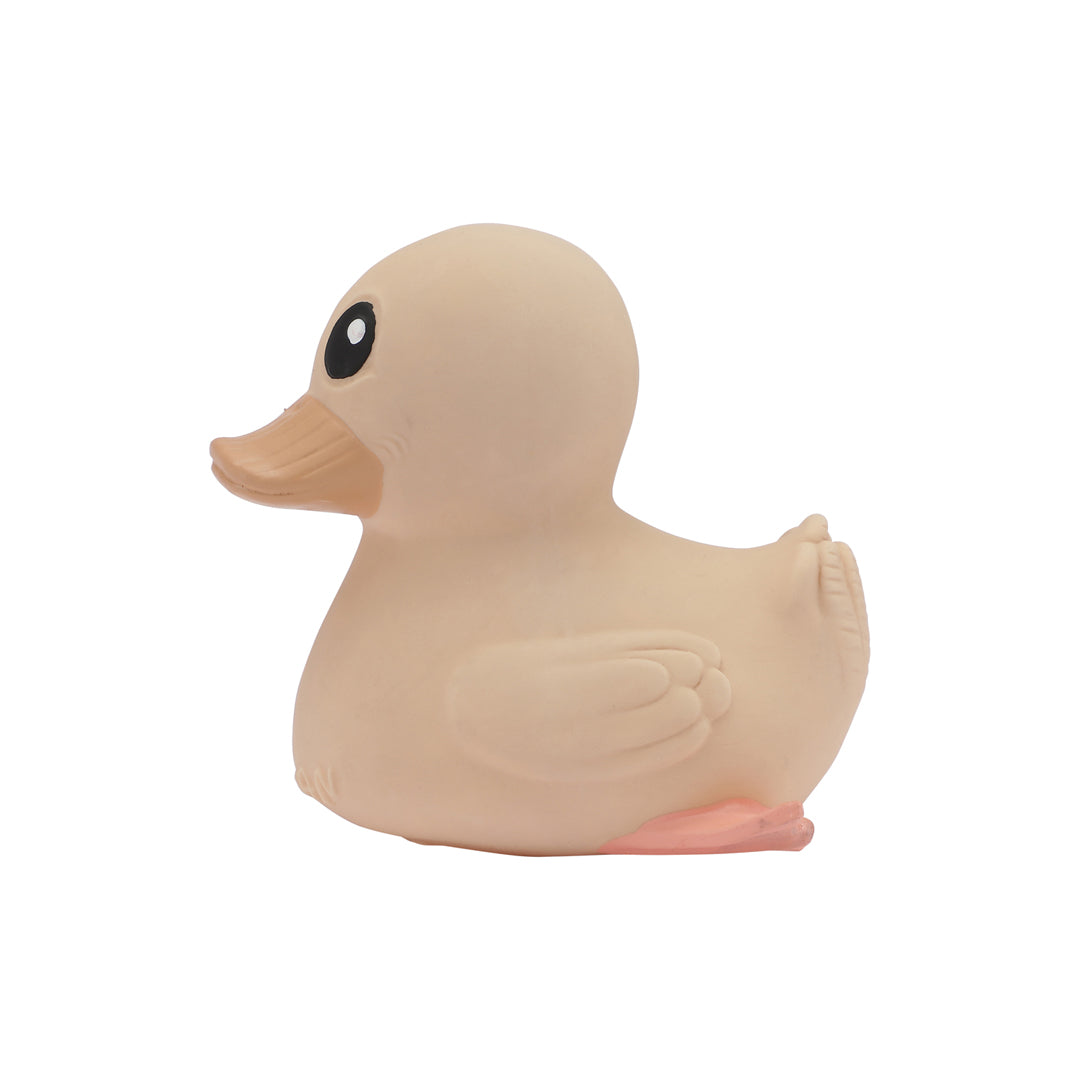 Beige rubber duck on a white background