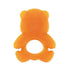 Orange bear-shaped teething ring on a white background