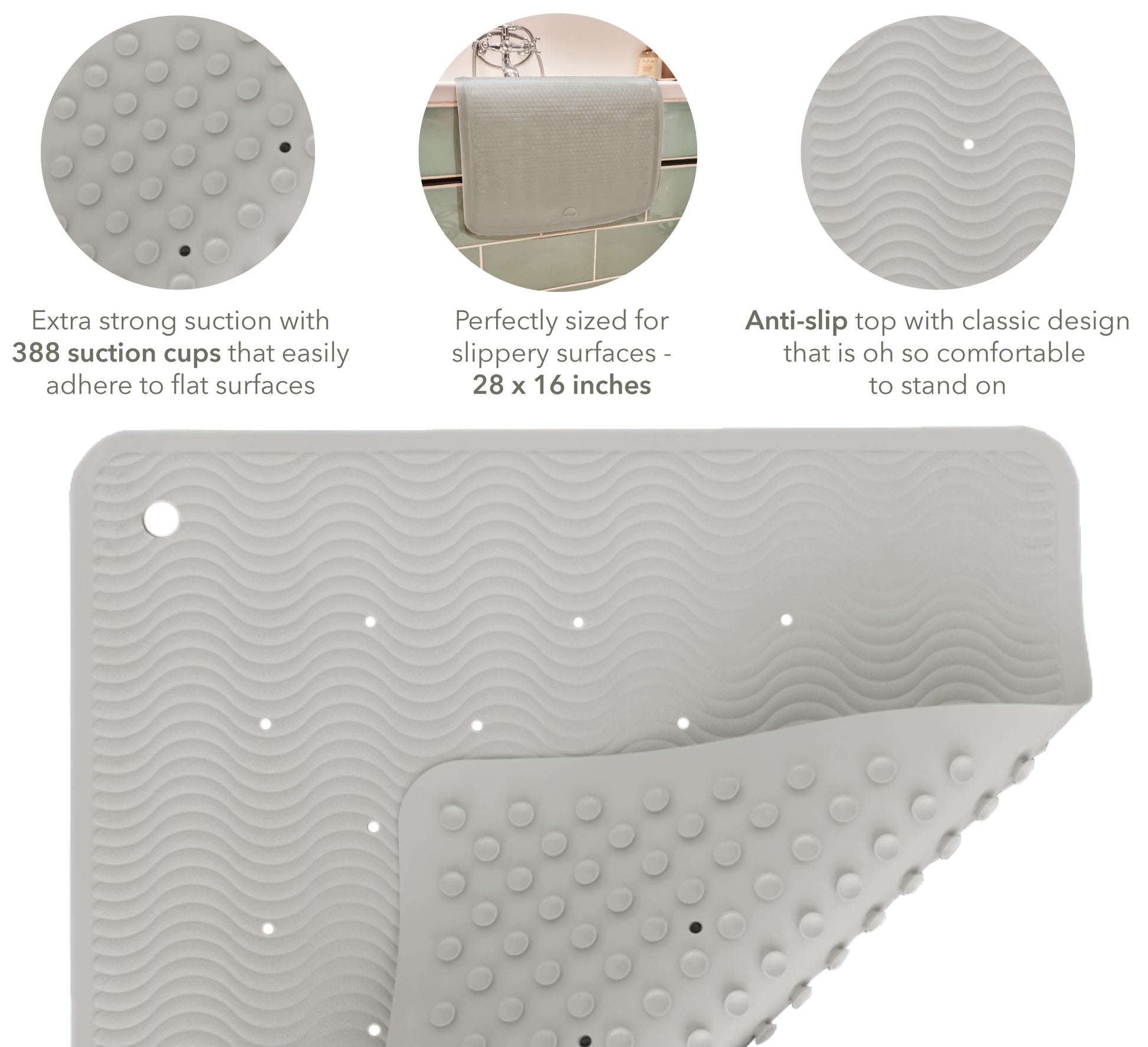 Wave Anti Slip Bath Mat - Squared 52 x 52 cm