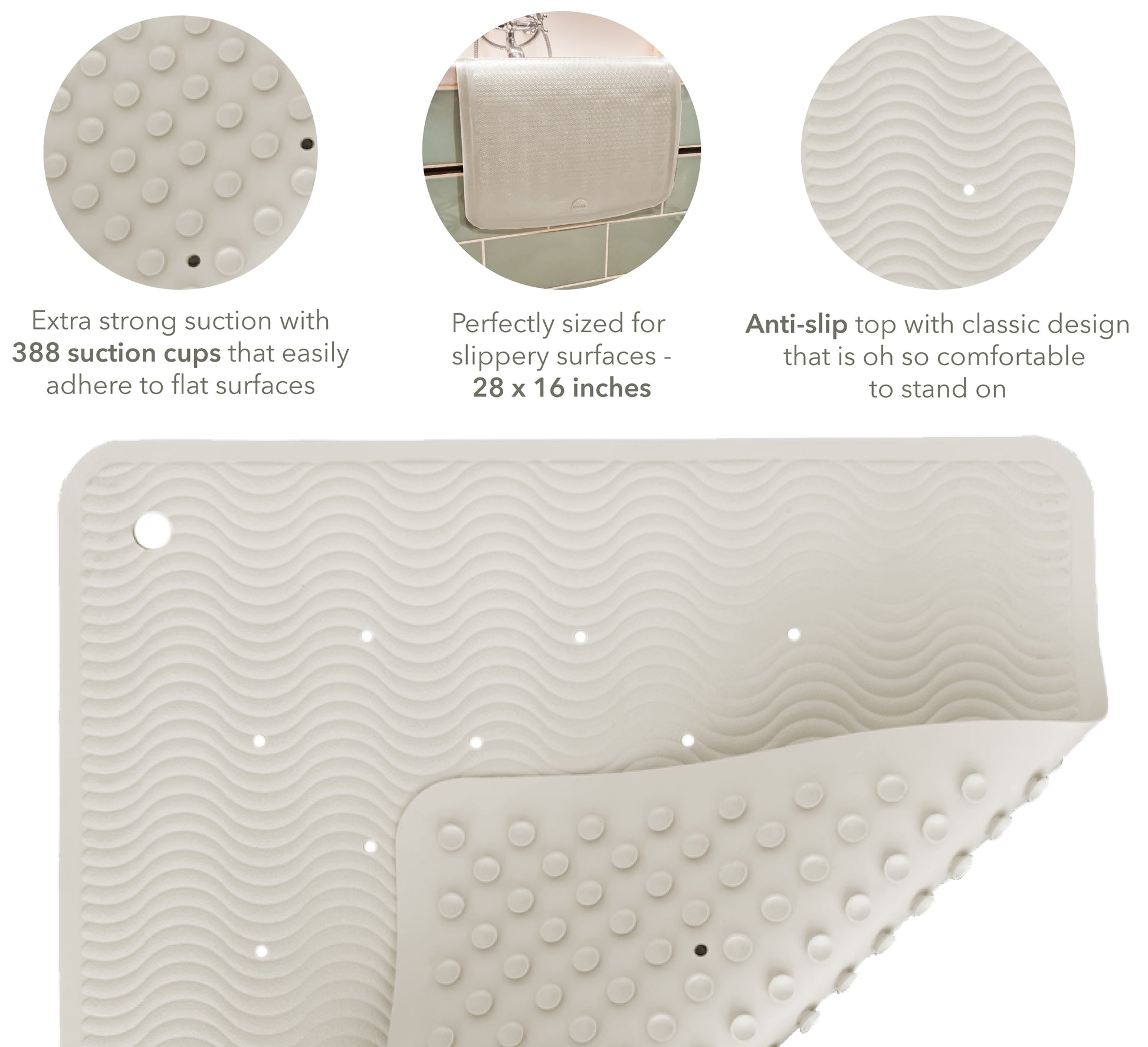 Wave Anti Slip Bath Mat - Squared 52 x 52 cm