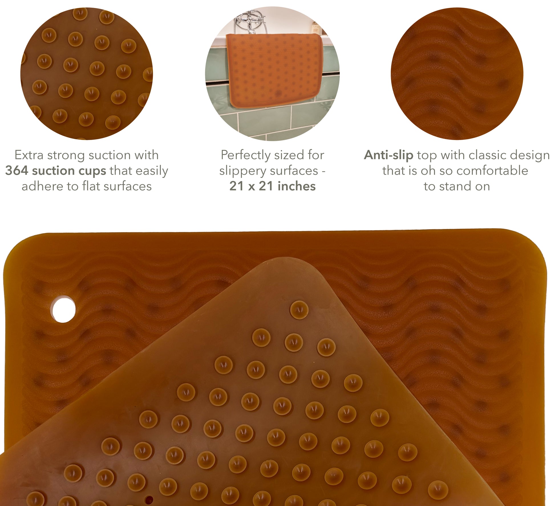 Wave Anti Slip Bath Mat - Squared 52 x 52 cm