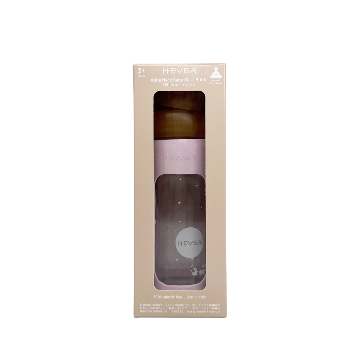 Wide Neck Baby Glass Bottle with Sleeve 250m Single-Pack