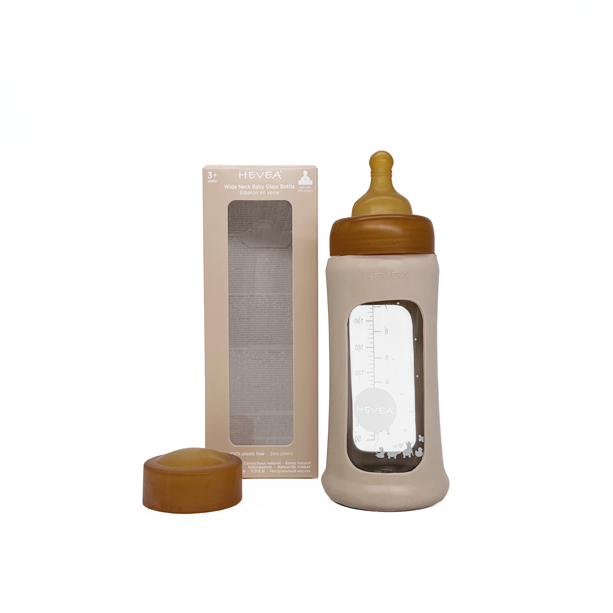 Wide Neck Baby Glass Bottle with Sleeve 250m Single-Pack