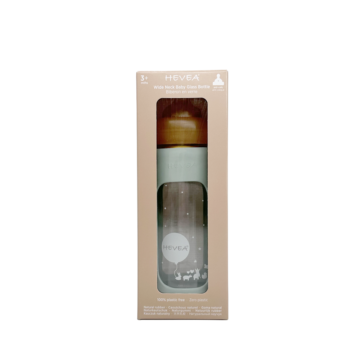 Wide Neck Baby Glass Bottle with Sleeve 250m Single-Pack