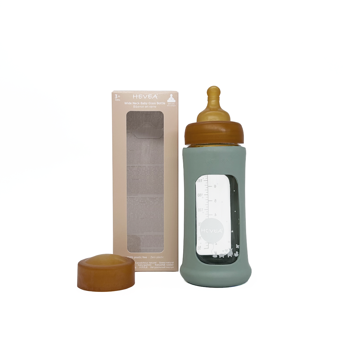 Wide Neck Baby Glass Bottle with Sleeve 250m Single-Pack