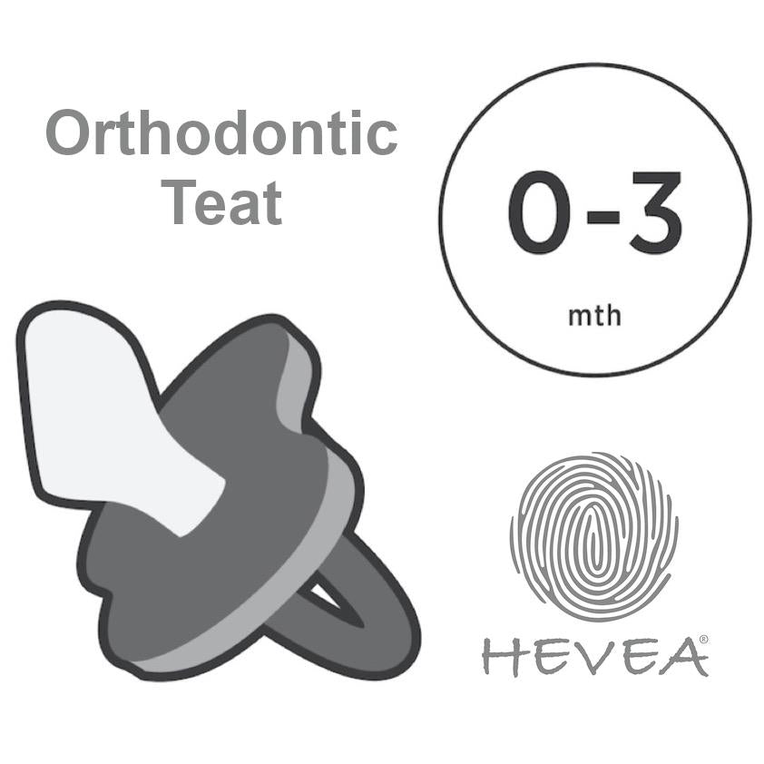 Hevea Star & Moon Pacifier - Orthodontic -Twin Pack - 0-3 Months Hevea