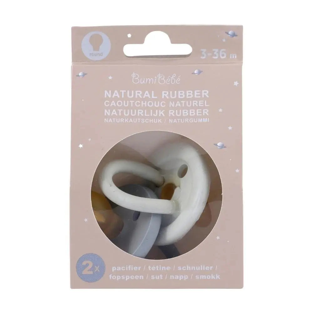 Hevea Bumi BeBe Natural Rubber Pacifier - Sky Blue and Denim - Twin Pack -3-36m-Hevea-Hello Charlie