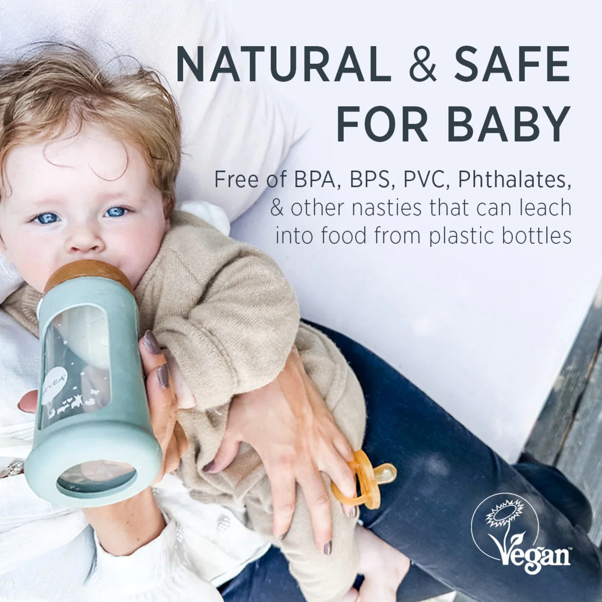 Wide Neck Baby Glass Bottle with Sleeve 250m Single-Pack